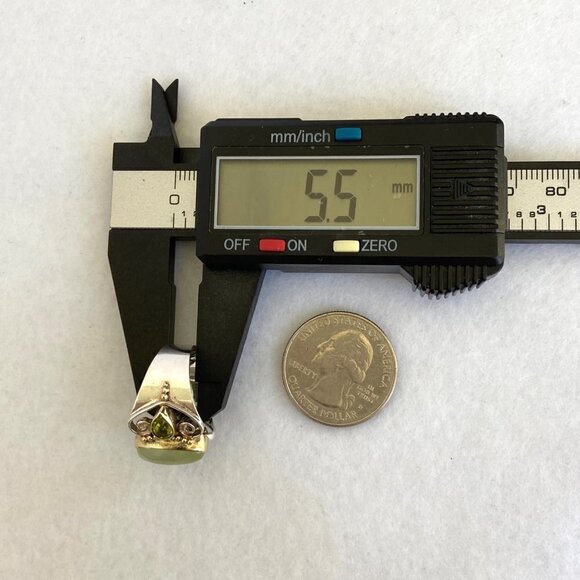 Michou Sterling Silver 925 Vermeil Oval Prehnite Peridot Scrollwork Ring Sz 6.25 - Picture 16 of 16